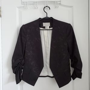 H&M Patterned Blazer with Ruched Sleeves.